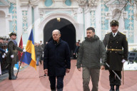 Ukrainian President and German Chancellor at Saint Sophia of Kyiv
