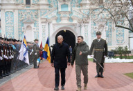 Ukrainian President and German Chancellor at Saint Sophia of Kyiv