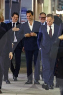 Roger Federer arrives at a Rolex event in LA