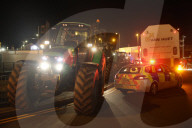 Famers Protest Hollyhead in Wales, UK.