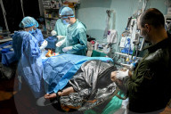 Ukraine Military surgical team works the frontline