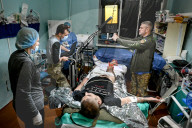 Ukraine Military surgical team works the frontline