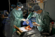 Ukraine Military surgical team works the frontline