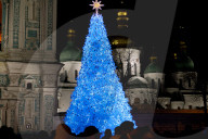 Ukraine’s main Christmas tree lit up in Kyiv