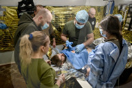 Ukraine Military surgical team works the frontline