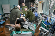 Ukraine Military surgical team works the frontline