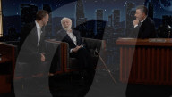 Dick van Dyke (Mary Poppins) et le chanteur de Coldplay, Chris Martin sur le plateau de l'émission "Jimmy Kimmel Live!" à Los Angeles