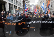 British Jews and allies from across the UK, march together against antisemitism from The Royal Courts of Justice to Parliament Square, London, UK