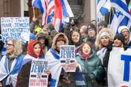 British Jews and allies from across the UK, march together against antisemitism from The Royal Courts of Justice to Parliament Square, London, UK