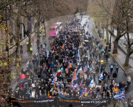 British Jews and allies from across the UK, march together against antisemitism from The Royal Courts of Justice to Parliament Square, London, UK