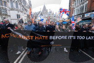 British Jews and allies from across the UK, march together against antisemitism from The Royal Courts of Justice to Parliament Square, London, UK