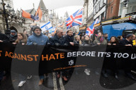 British Jews and allies from across the UK, march together against antisemitism from The Royal Courts of Justice to Parliament Square, London, UK