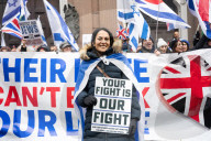 British Jews and allies from across the UK, march together against antisemitism from The Royal Courts of Justice to Parliament Square, London, UK