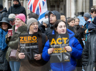British Jews and allies from across the UK, march together against antisemitism from The Royal Courts of Justice to Parliament Square, London, UK