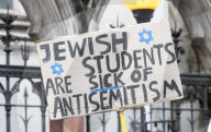 British Jews and allies from across the UK, march together against antisemitism from The Royal Courts of Justice to Parliament Square, London, UK