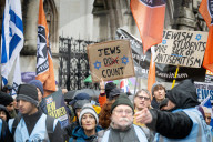 British Jews and allies from across the UK, march together against antisemitism from The Royal Courts of Justice to Parliament Square, London, UK