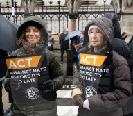 British Jews and allies from across the UK, march together against antisemitism from The Royal Courts of Justice to Parliament Square, London, UK