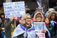 British Jews and allies from across the UK, march together against antisemitism from The Royal Courts of Justice to Parliament Square, London, UK