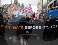 British Jews and allies from across the UK, march together against antisemitism from The Royal Courts of Justice to Parliament Square, London, UK
