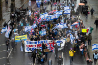 British Jews and allies from across the UK, march together against antisemitism from The Royal Courts of Justice to Parliament Square, London, UK