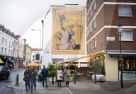 The Angel Gabriel comes to Fulham, in partnership with Global Street Art and the National Gallery at 353 Fulham Road, London, UK.