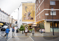 The Angel Gabriel comes to Fulham, in partnership with Global Street Art and the National Gallery at 353 Fulham Road, London, UK.