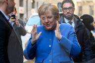 Angela Merkel arriva alla Libreria Rizzoli per il  firmacopie del suo nuovo Libro  