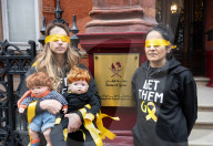Hostage Families rally at three London embassies on World Human Rights Day in plea for intervention in releasing the 100 hostages held in Gaza, London, UK.