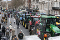 Farmers tractor protest in London, UK.