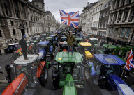 Farmers tractor protest in London, UK.