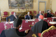 Palestinian President Abbas meets Pope Francis at the Vatican