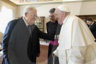 Palestinian President Abbas meets Pope Francis at the Vatican