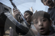 Children demonstrate against Assad