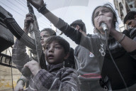 Children demonstrate against Assad