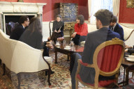 Rachel Reeves UK Chancellor of the Exchequer meeting the CEO (and CFO) of Canal+