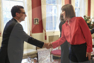 Rachel Reeves UK Chancellor of the Exchequer meeting the CEO (and CFO) of Canal+