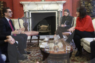 Rachel Reeves UK Chancellor of the Exchequer meeting the CEO (and CFO) of Canal+