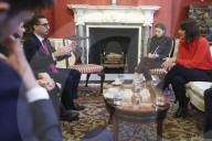 Rachel Reeves UK Chancellor of the Exchequer meeting the CEO (and CFO) of Canal+