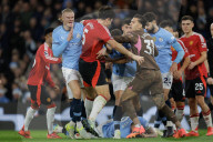 Premier League match between Manchester City and Manchester United at the Etihad Stadium in Manchester, UK.