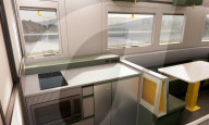 Electric powered mobile home expands at touch of a button