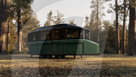 Electric powered mobile home expands at touch of a button