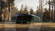 Electric powered mobile home expands at touch of a button