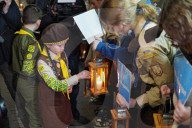 Plast scouts bring Peace Light of Bethlehem to Kyiv