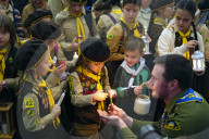 Plast scouts bring Peace Light of Bethlehem to Kyiv
