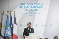Le président de la République française Emmanuel Macron inaugure l’Académie de l’OMS à Lyon Gerland
