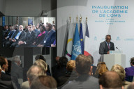 Le président de la République française Emmanuel Macron inaugure l’Académie de l’OMS à Lyon Gerland