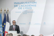 Le président de la République française Emmanuel Macron inaugure l’Académie de l’OMS à Lyon Gerland