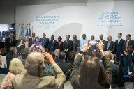 Le président de la République française Emmanuel Macron inaugure l’Académie de l’OMS à Lyon Gerland