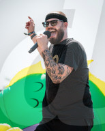 Koo Koo performing at the Hinterland Music Festival in Saint Charles, Iowa