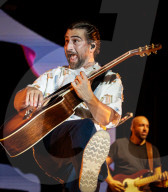 Noah Kahan performing at the Hinterland Music Festival in Saint Charles, Iowa